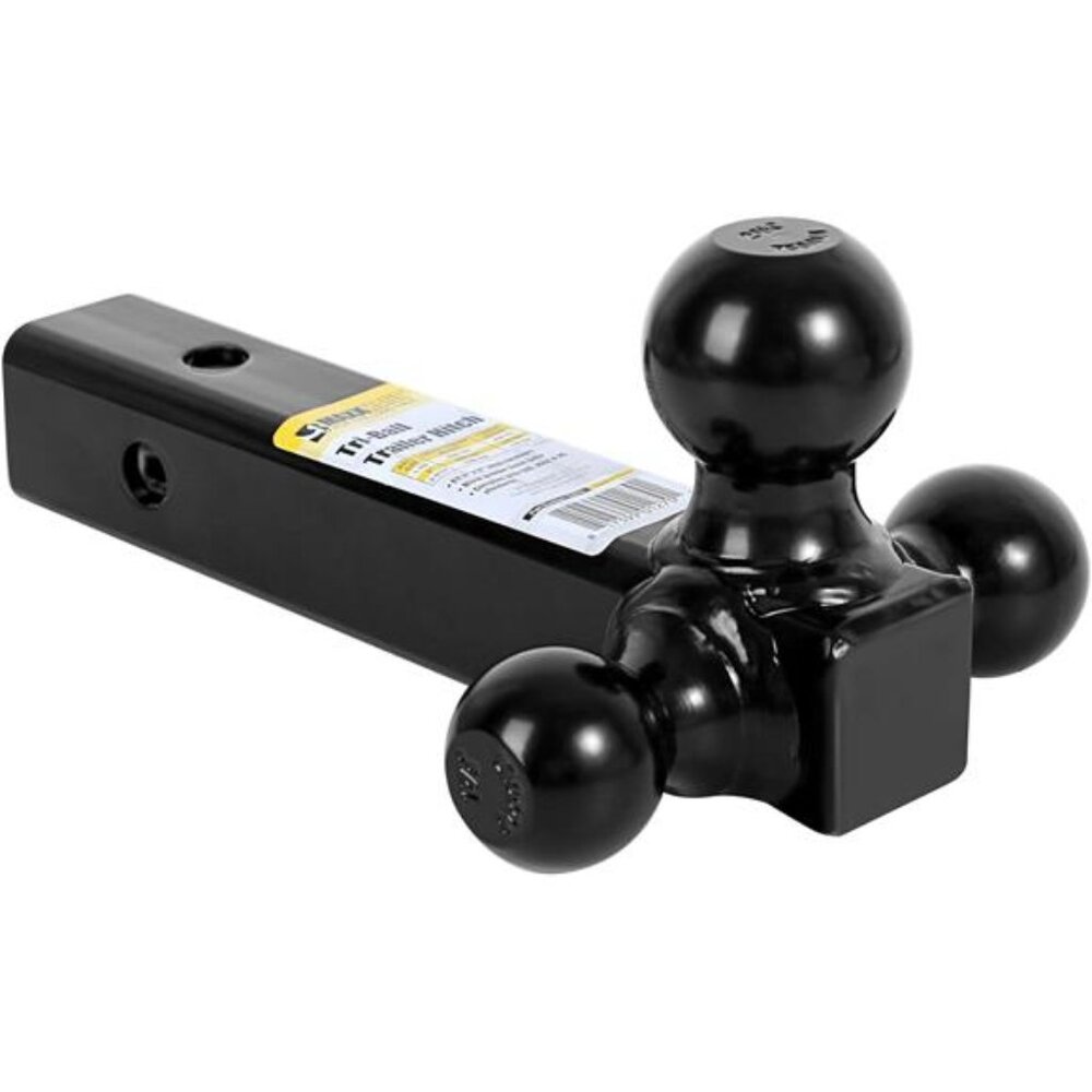 Trailer Hitch Hollow Shaft Triple Ball Mount - Black
